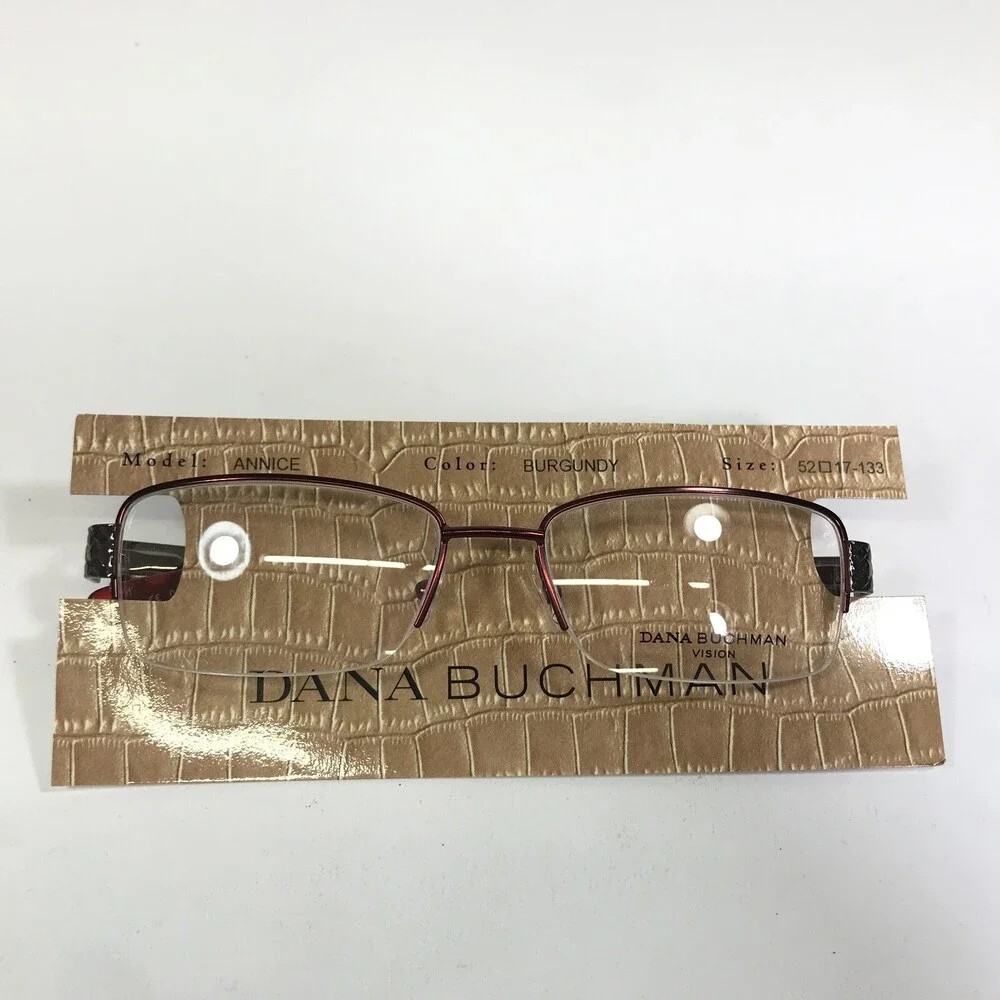 Dana Buchman Eyeglasses Frames ANNICE BU Gray Red Rectangular Half Rim 52-17-133